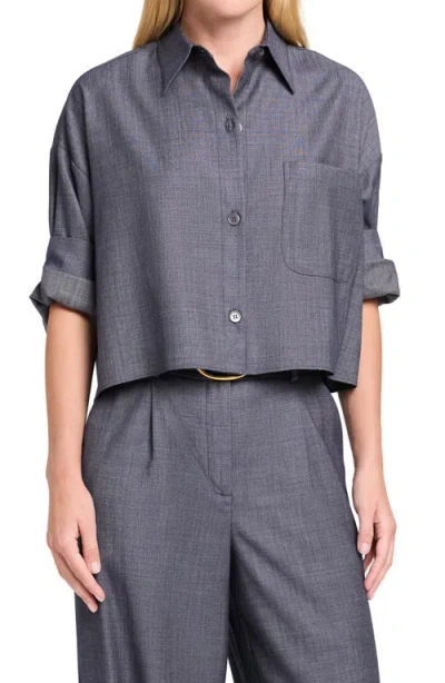 Twp Next Ex Button-up Wool Blend Shirt In Gray