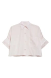 Twp Next Ex Cotton Crop Button-up Shirt In Pale Pink