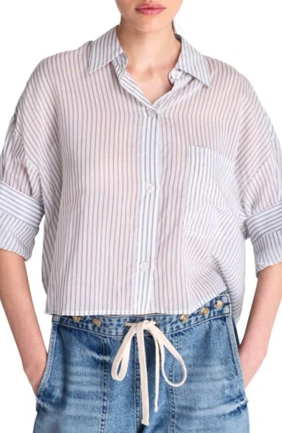 Twp Next Ex Crop Button-up Shirt In Harbor Grey Multi