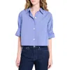 Twp Next Ex Crop Cotton Button-up Shirt In Blue