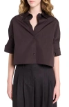 Twp Next Ex Crop Cotton Button-up Shirt In Brown