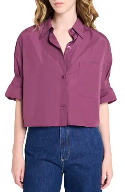 Twp Next Ex Crop Cotton Button-up Shirt In Purple