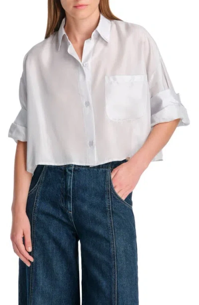 Twp Next Ex Crop Silk Button-up Shirt In Ancient Water