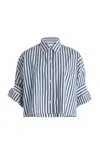 Twp Next Ex Cropped Cotton Shirt In Blue