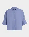 Twp Next Ex Cropped Shirt In Cotton Poplin In Blue