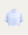 Twp Next Ex Cropped Shirt In Superfine Cotton In Baby Blue
