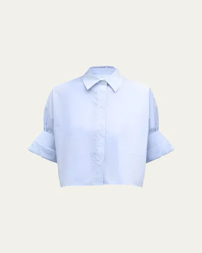 Twp Next Ex Cropped Shirt In Superfine Cotton In Baby Blue