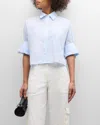Twp Next Ex Crop Button-up Shirt In Baby Blue