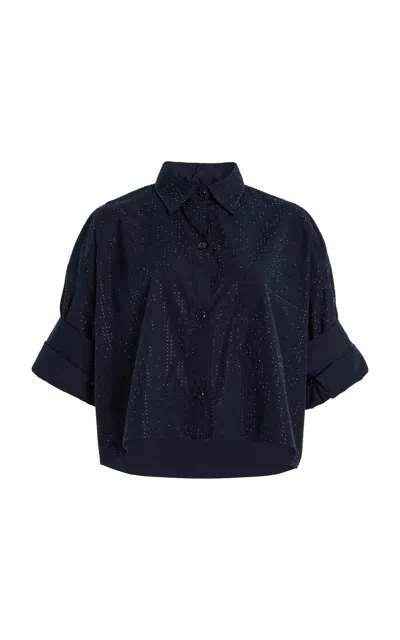 Twp Next Ex Crystal-embellished Cotton Shirt In Navy