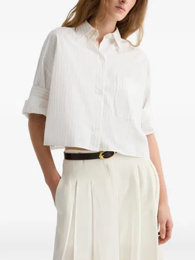 Twp Next Ex Pinstripe Cropped Shirt In White