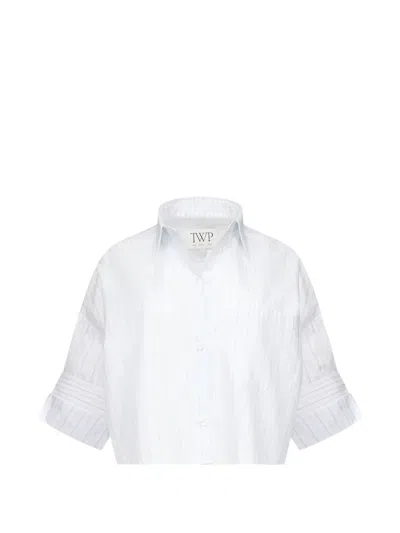 Twp Next Ex Pinstripe Cropped Shirt In White