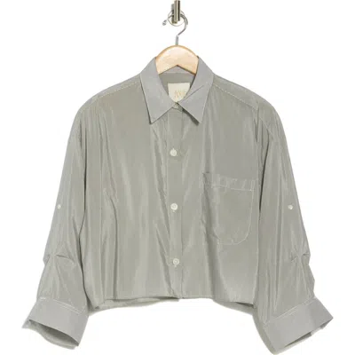 Twp Next Ex Pinstripe Silk & Cotton Shirt In White/grey