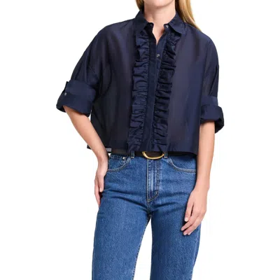 Twp Next Ex Cotton-silk Ruffle Shirt In Blue
