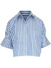 Twp Next Ex Cropped Cotton Shirt In Blue