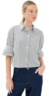 Twp Next Ex Stripe Crop Cotton Button-up Shirt In White