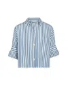 Twp Next Ex Cropped Cotton Shirt In Blue