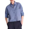 Twp Next Ex Stripe Crop Button-up Shirt In Blue