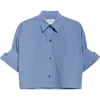 Twp Next Ex Stripe Crop Button-up Shirt In Blue/wine