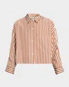 Twp Next Ex Striped Button-front Shirt In Brown