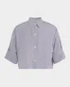 Twp Next Ex Crop Button-up Shirt In Midnight  White