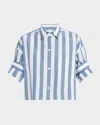 Twp Next Ex Striped Button-front Shirt In White/vintage Deni