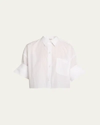 Twp Next Ex Striped Cropped Shirt In White