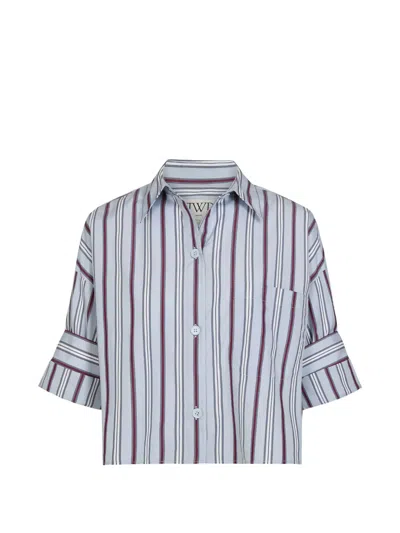 Twp Next Ex Cropped Striped Cotton-poplin Shirt In Multi