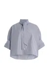 Twp Next Ex Tie-detailed Cotton Shirt In Blue