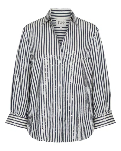 Twp Next Morning Indigo/white Sequin In Blue