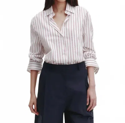 Twp Next Morning Stripe Shirt In White/red In Multi