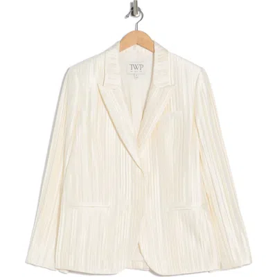 Twp Next Pleated Silk Blazer In White