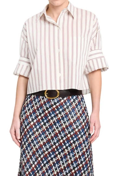 Twp Next Ex Cropped Striped Cotton And Silk-blend Shirt In Multi