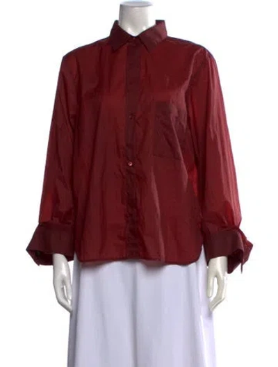 Pre-owned Twp Nylon Long Sleeve Button-up Top In Red