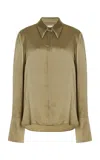Twp Object Of Affection Silk-charmeuse Shirt In Green