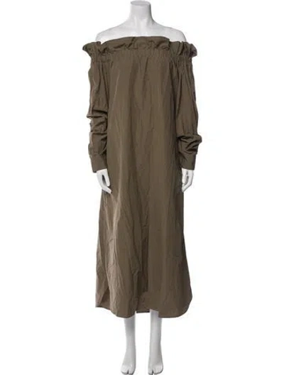 Pre-owned Twp Off-the-shoulder Long Dress In Green