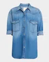 Twp Supersize Rancher Snap Front Denim Shirt In Vintage Wash