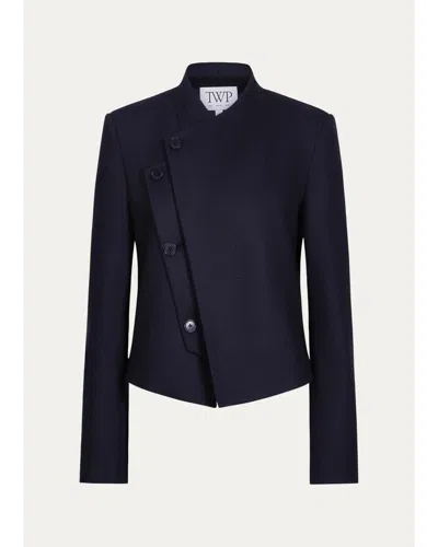 Twp Oli Asymmetric Wool-blend Blazer In Blue
