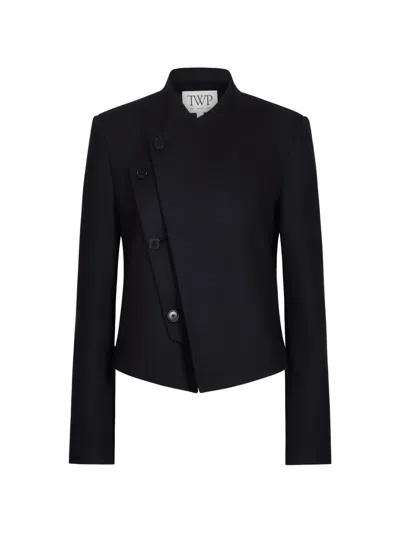 Twp Oli Asymmetric-fastening Blazer In Black
