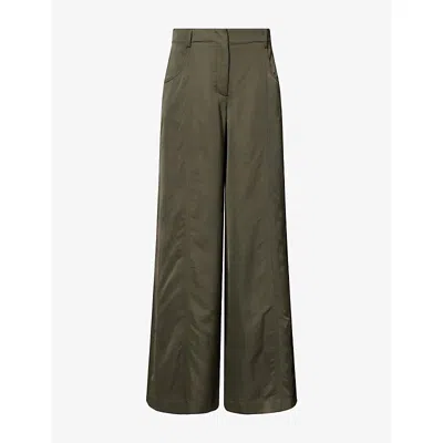 Twp Omens  Demi Wide-leg Linen-blend Trousers In Rosin