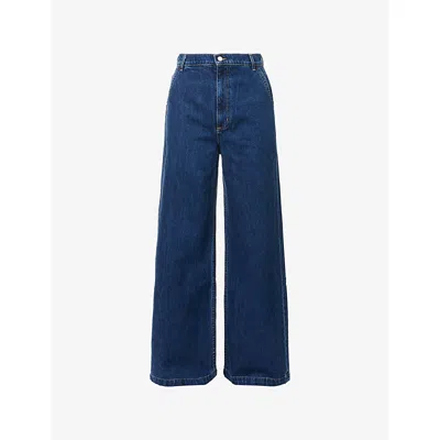 Twp Wp Womens Mcdougal St. Wide-leg Denim Jeans Dark Stone In Blue