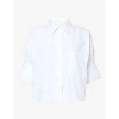 Twp Omens  Next Ex Cropped Cotton Shirt In White