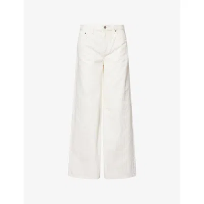 Twp Womens White Tiny Dancer Wide-leg Denim Jeans