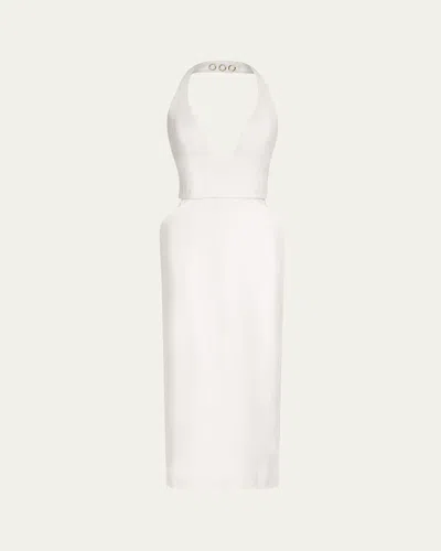 Twp On Again Off Again Halter Midi Dress In White