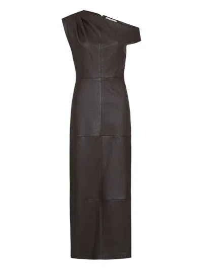 Twp One-shoulder Dress In Brown