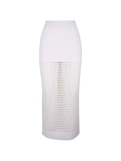 Twp Open-knit Skirt In White