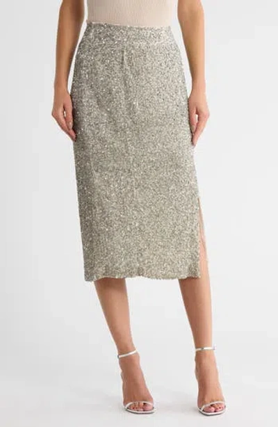 Twp Patrow Sequin Embellished Silk Maxi Skirt In Brown