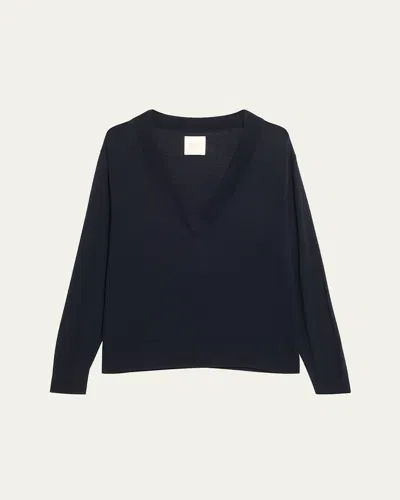Twp Perfect Deep V Wool Sweater In Midnight