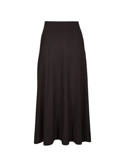 Twp Perforated Panelled Maxi Skirt In Black
