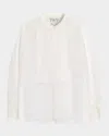Twp Peyton Sheer Tuxedo Button-front Shirt In White