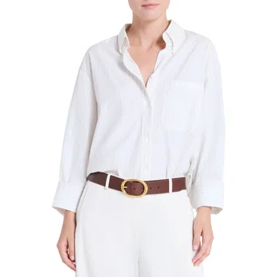 Twp Pinstripe Cotton Button-up Shirt In White